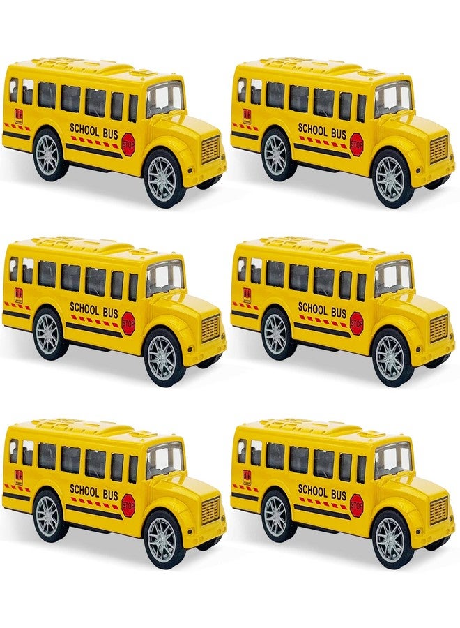 weilaga 6 Pack 3.5" Pull Back Yellow Small Size School Bus Playset,Durable Die-cast Metal Toy Vehicles,Party Favors,Best Birthday Gift for Boys Girls Kids Toddlers - Image 1